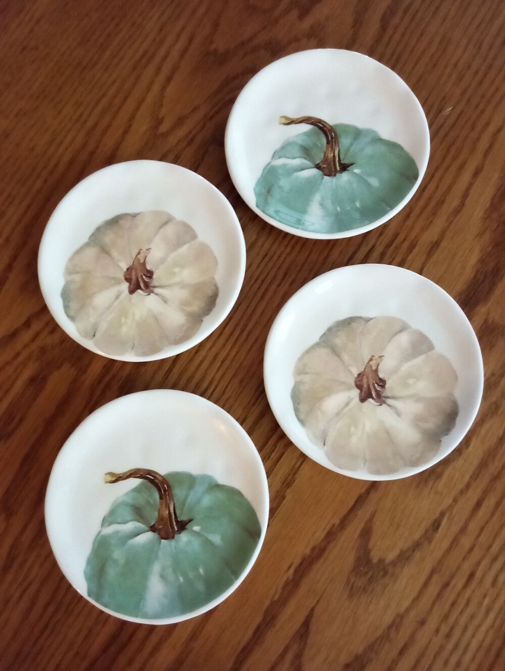 New, Set Of 4 Fall Pumpkin Ceramic Mini Plates